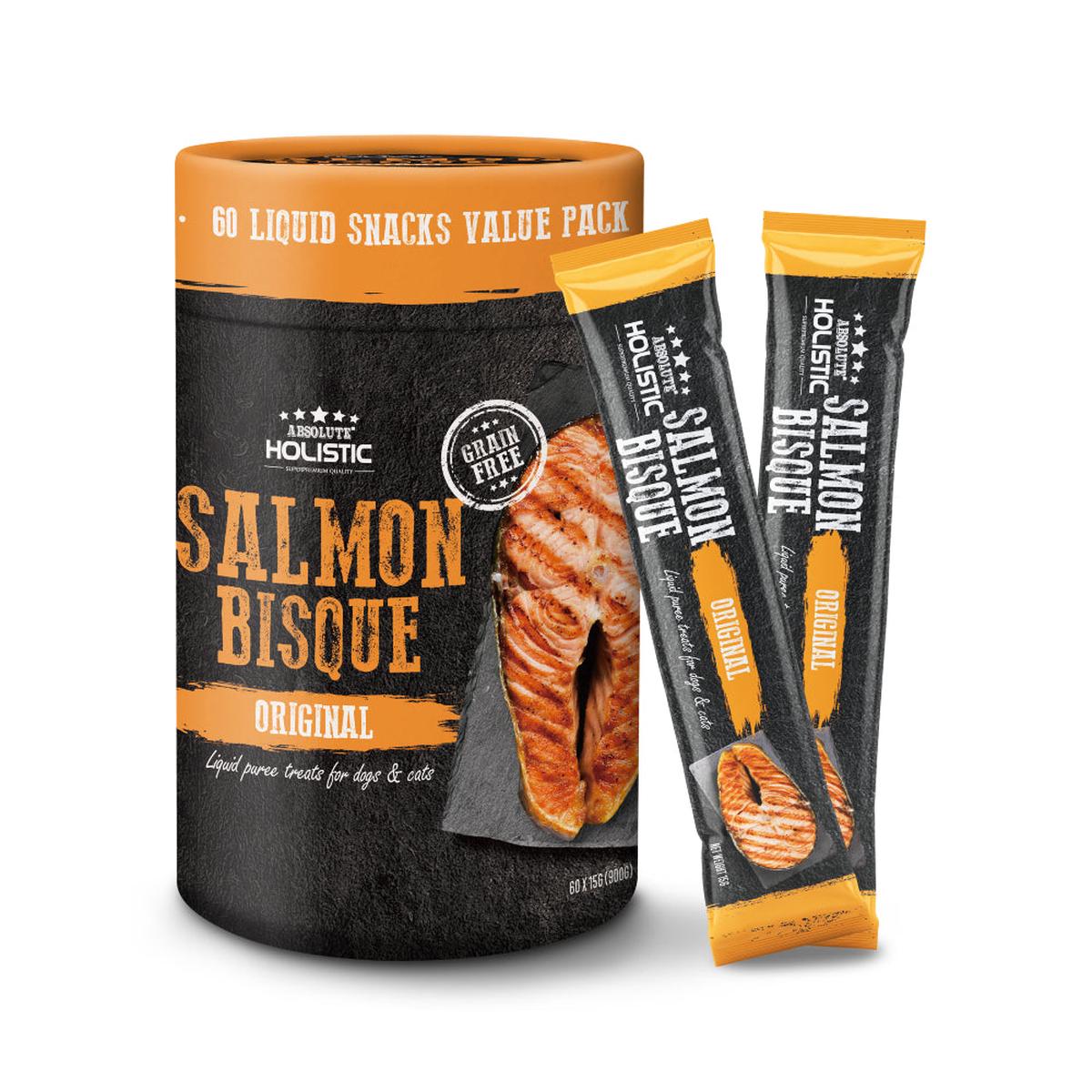 Absolute Holistic Cats & Dogs Liquid Puree Treats Salmon Bisque Original (15g x 60)