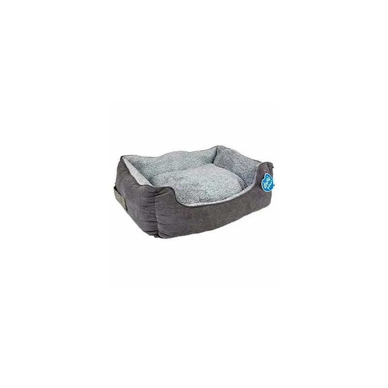 "Corduroy Ash Rectangular Pet Bed  Black/Grey (60x50x20cm)"