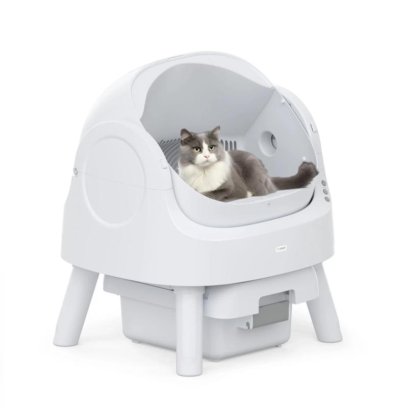 Mimfam Autoscooper 11 Self Cleaning Open Top Cat Litter Box, White, Large (21.25'' L X 16.33'' W X 24'' H), Automatic, Self-Clea