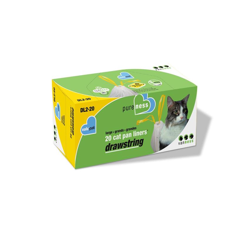 Van Ness Pets Drawstring Cat Litter Box Liners, Unscented, Large Size, 36 X 18, 20 Count