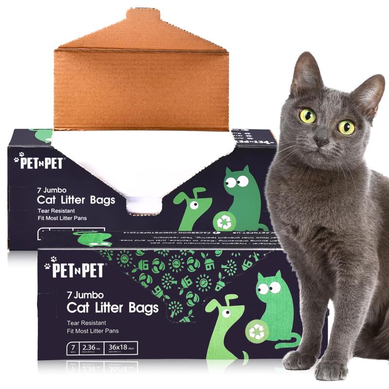 Pet N Pet Cat Litter Box Liners Bags Jumbo, Heavy Duty Tear Resistant & Drawstring Closure Cat Litter Bags, Waterproof Kitty Box