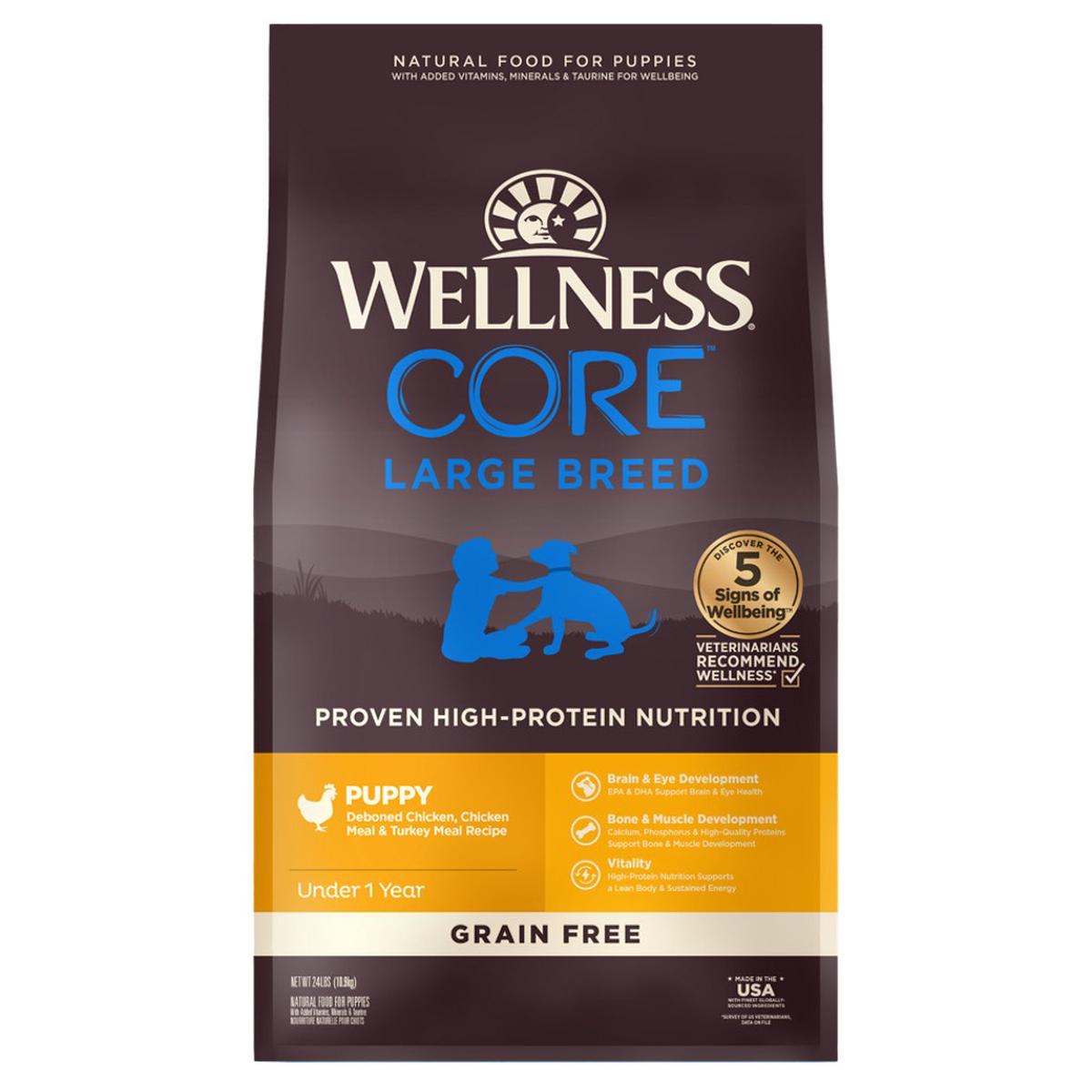 '30% OFF+FREE TREAT': Wellness CORE Grain Free Large Breed Puppy Dry Dog Food 24lb