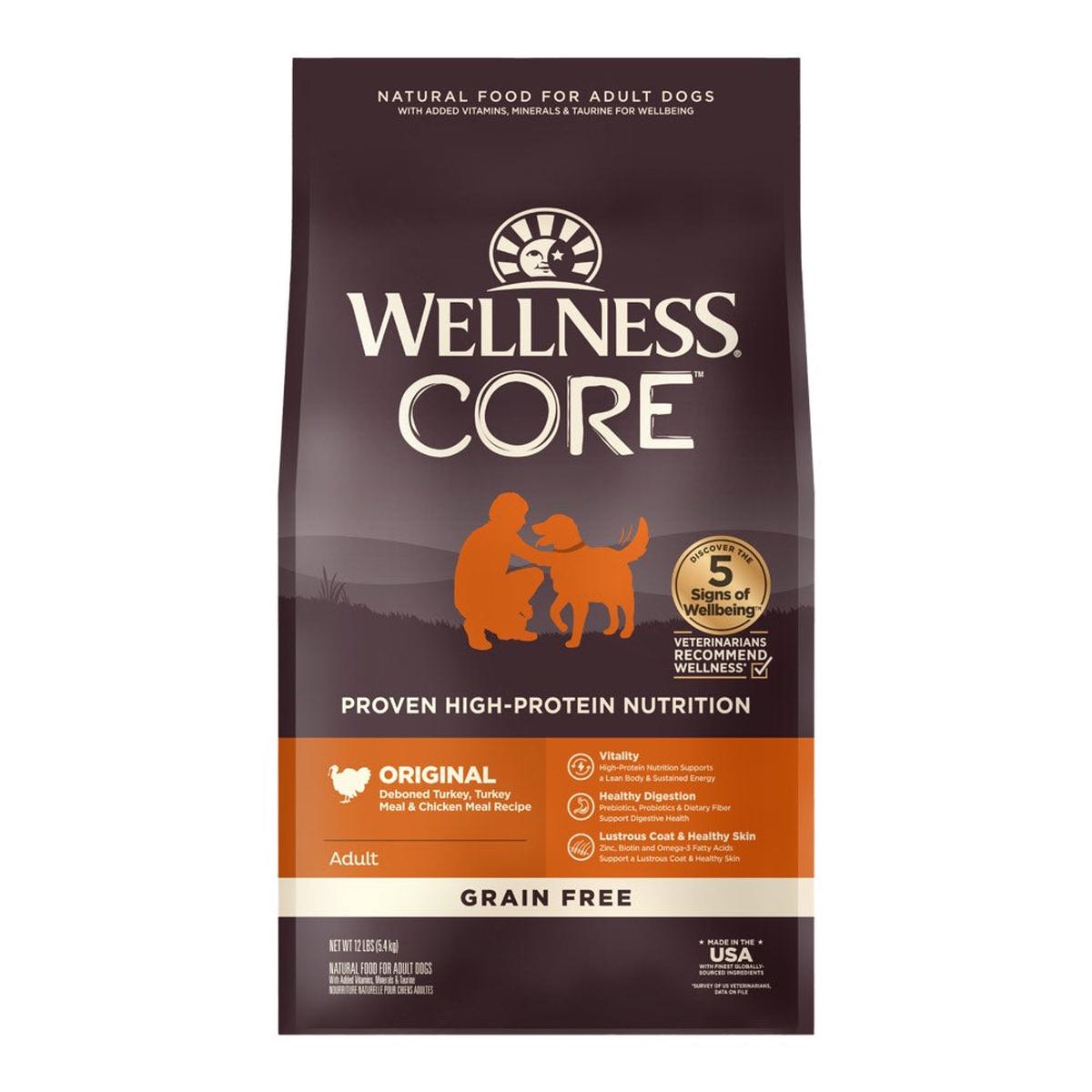 'FREE TREAT w 4lb & 12lb': Wellness CORE Grain-Free Original Dry Dog Food