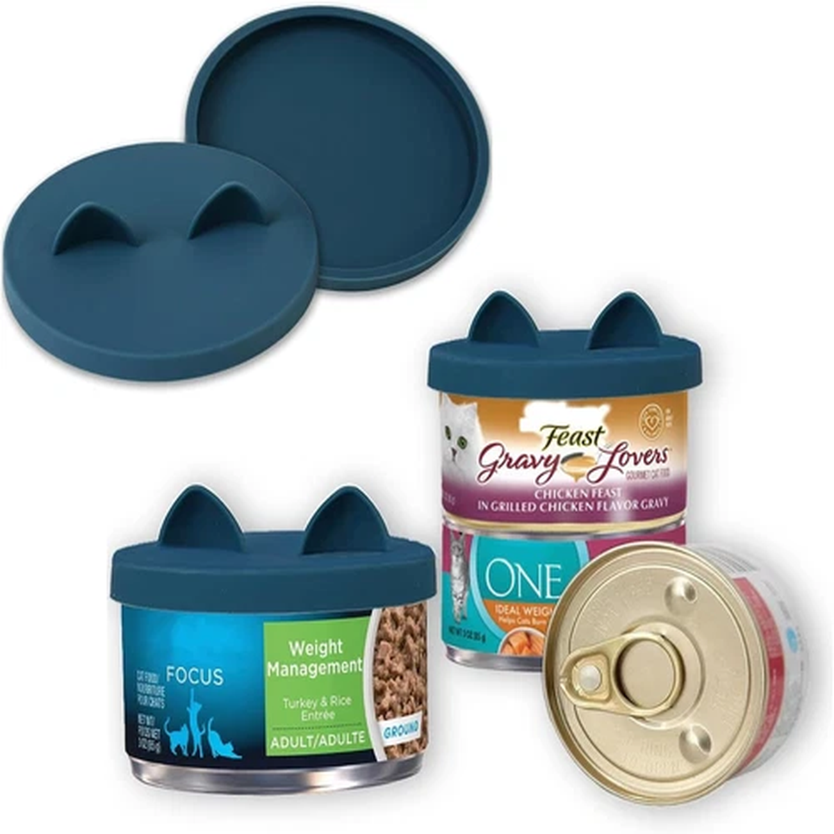 - 2 Pack Cat Food Can Lids, Small (3 Oz) Silicone Can Covers for Pet Food Cans 2