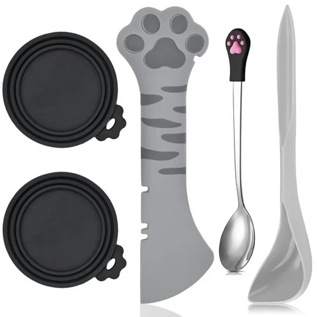 5 Pcs Pet Food Can Supplies Set - Dog and Cat Food Lid, Can Opener, Spoons fo...